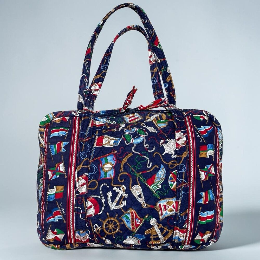 VTG Vera Bradley Regatta 1994 Quilted Shoulder Tote Bag Nautical USA Retired
